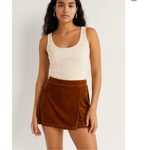 Urban Outfitters Gold Velvet Skort